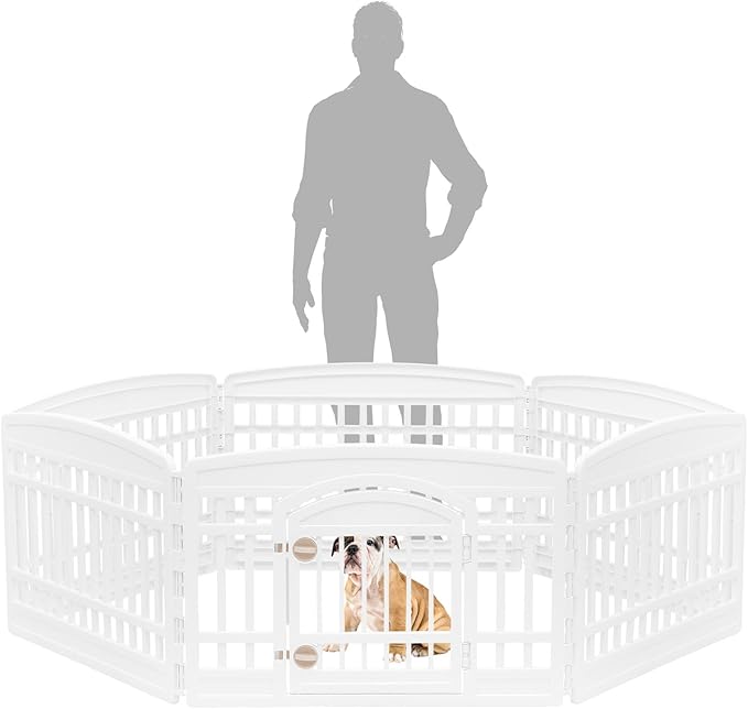 IRIS USA Dog Playpen with Door, 24” 6 Panel Pet Exercise Pen – Indoor Outdoor - Image 4