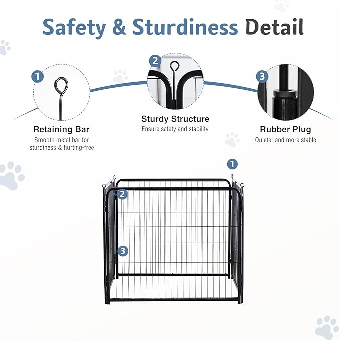 DUMOS Dog Playpen Indoor, Metal 40 Inch 4 Panels Foldable Pet Fence - Image 6