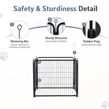 DUMOS Dog Playpen Indoor, Metal 32 Inch 4 Panels Foldable Pet Fence - Image 6
