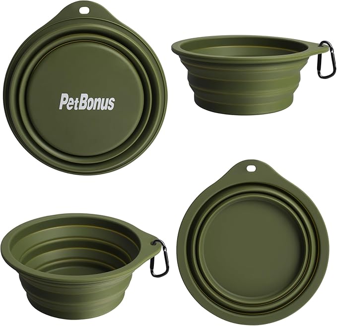 PetBonus 2-Pack Large Silicone Collapsible Dog Bowls, 34oz/1000ml BPA Free - Image 2