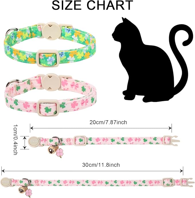 DOGWONG 2 Pack St Patricks Day Cat Collar Breakaway, Safety Adjustable Green - Image 4