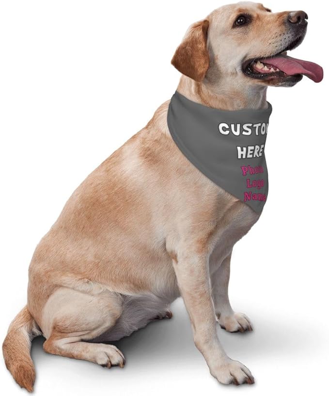 Personalized Dog Bandanas Custom Pet Scarf Add Your Own Logo Photo Text - Image 2