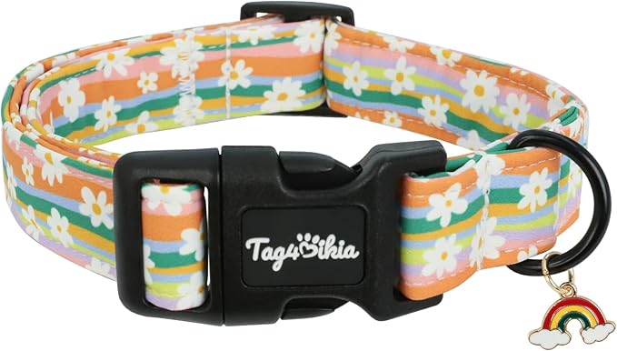 Dog Collar with Rainbows & Flowers Patterns, Spring Summer Collection Dog by Unknown