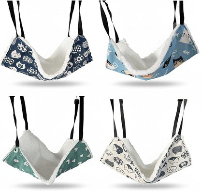 4 Pack Cat Hammock for Cage, Reversible Cat Hanging Hammock Soft Large Double - Image 7