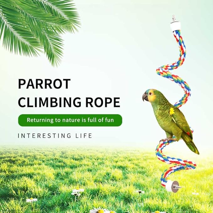 41Inch × 0.8-Inch Diameter Nipple Style Bird Rope Perch, Bird cage Accessories - Image 7