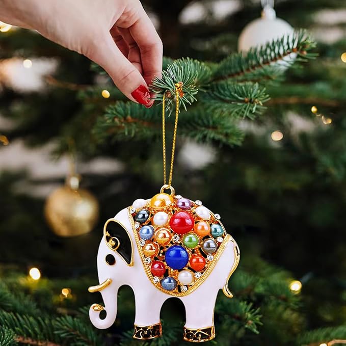White Elephant Ornament, Metal Elephants - Image 7
