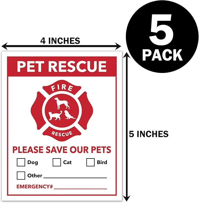 5 Pet Rescue Stickers, Fire Rescue Sticker, Save Our Pets Emergency Sticker - Image 2