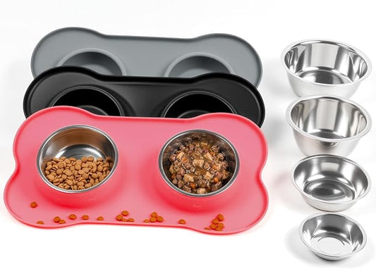 Conlun Dog Bowls with Non-Slip Silicone Mat, Spill Proof Large Food & Water by Conlun