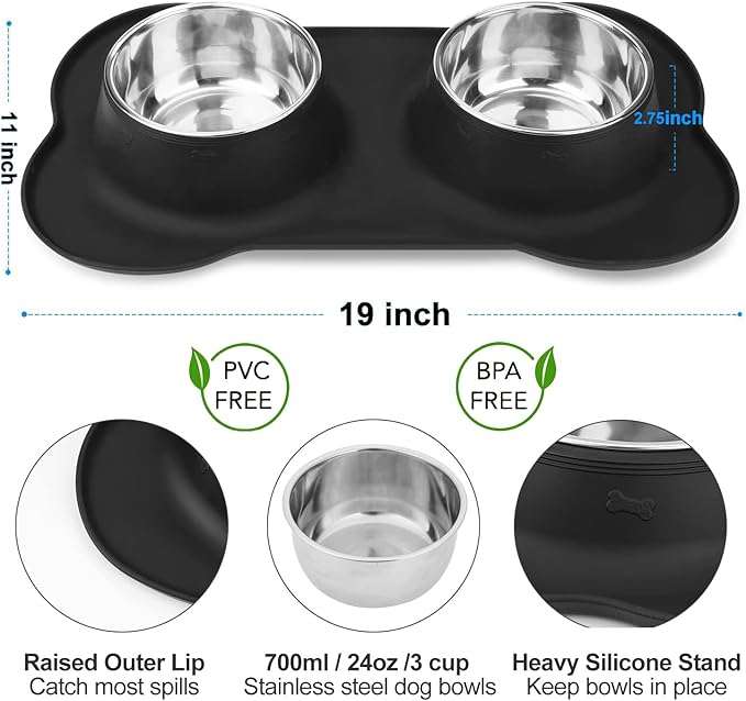 AsFrost Dog Food Bowls Stainless Steel Pet Bowls & Dog Water Bowls No Spill Non - Image 2