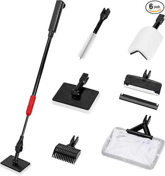 TOPZEA 6 in 1 Aquarium Cleaning Tool Kit, Fish Tank Cleaner Set by TOPZEA
