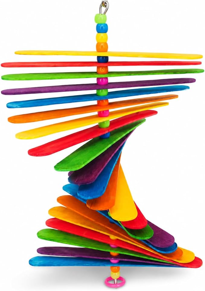 Bonka Bird Toys 867 Big Stick 9.5" Colored Wooden Plastic Spinning Chew Toy by BonkaBirdToys