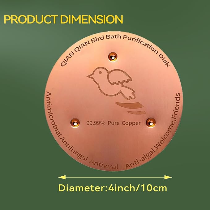 QIANQIANBird Bath Copper Disk, 0.6mm Reinforced 99.99% Pure Copper Cleaning Disk - Image 7