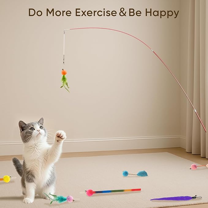 Cat Toys for Indoor Cats, 11 Packs Interactive Cat Wand Toy Set - Image 7