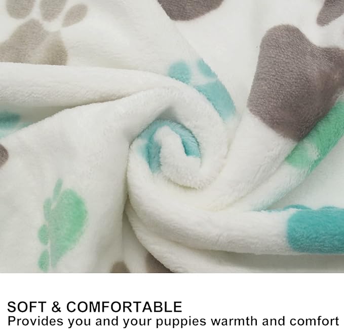 1 Pack 3 Puppy Blankets Super Soft Warm Sleep Mat Cute PAW Print Blanket Fleece - Image 3