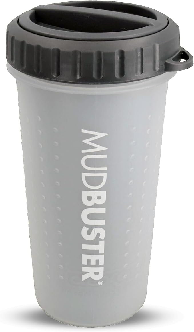 Dexas Lidded MudBuster Large Dog Paw Cleaner, Light Gray, Fits 2.5"-3.5" Wide by Dexas