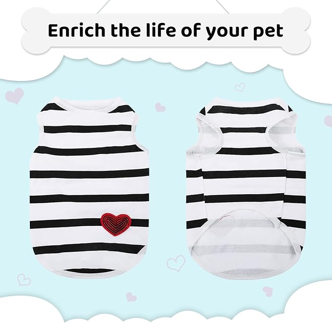 Pet Dog Striped T-Shirt Dogs Cats Cotton Vest Spring Summer Pet Apparel Tee - Image 4
