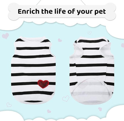Pet Dog Striped T-Shirt Dogs Cats Cotton Vest Spring Summer Pet Apparel Tee - Image 4