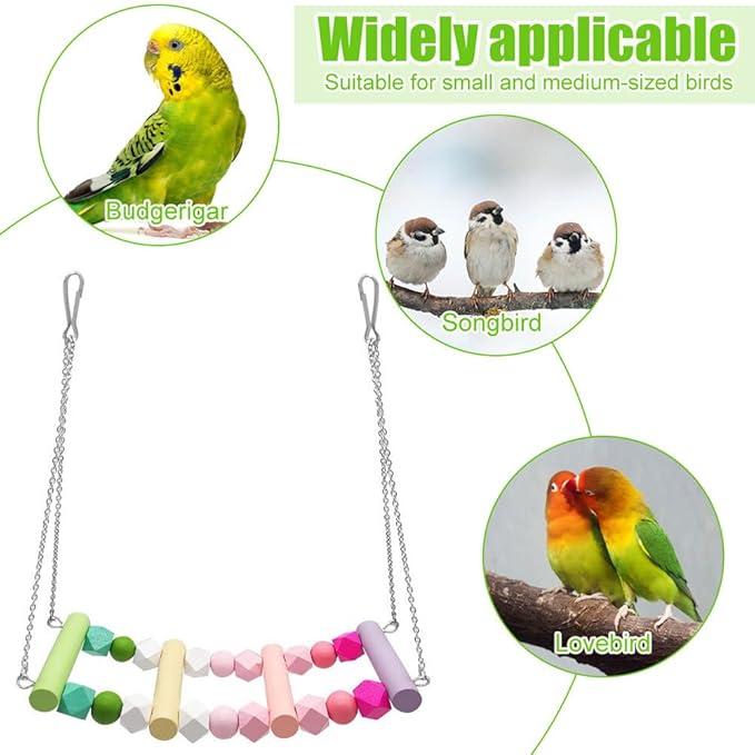 Bird Swing, Colorful Bird Hanging Bridge Swing - Image 3