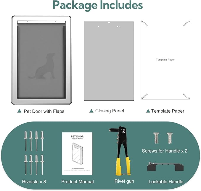 XL Full Enclosed Magnetic Flaps Dog Door, Rustproof Aluminum Alloy Frame - Image 8