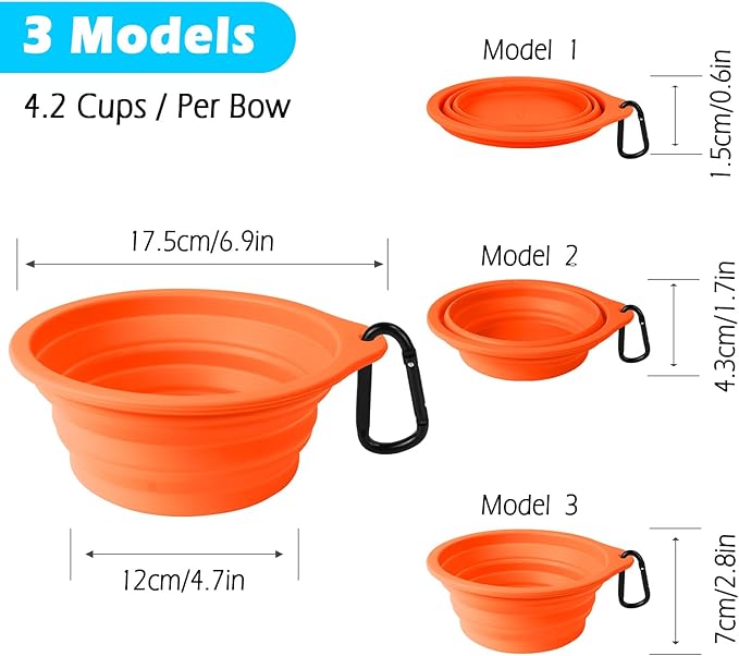 PetBonus 2-Pack Large Silicone Collapsible Dog Bowls, 34oz/1000ml BPA Free - Image 3