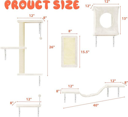 NUNU LAB Cat Wall Shelves Set, Scratching Post, Wall Shelves - Image 5