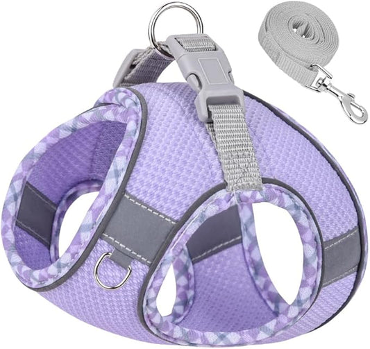 Dog Harness and Leash Set, No Pull Adjustable Reflective Pet Harness, Step in by Flymind