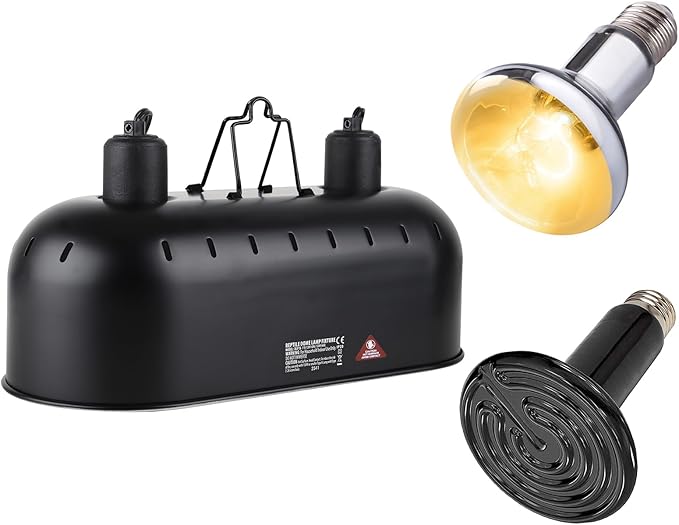 DXOPHIEX 15 inch Dual Reptile Light Fixture, Max 150W Dual Reptile Heat Lamp by DXOPHIEX