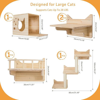 Cat Wall Shelves for Large Cats, Ladder Steps & Sisal Scratching Posts - Image 2
