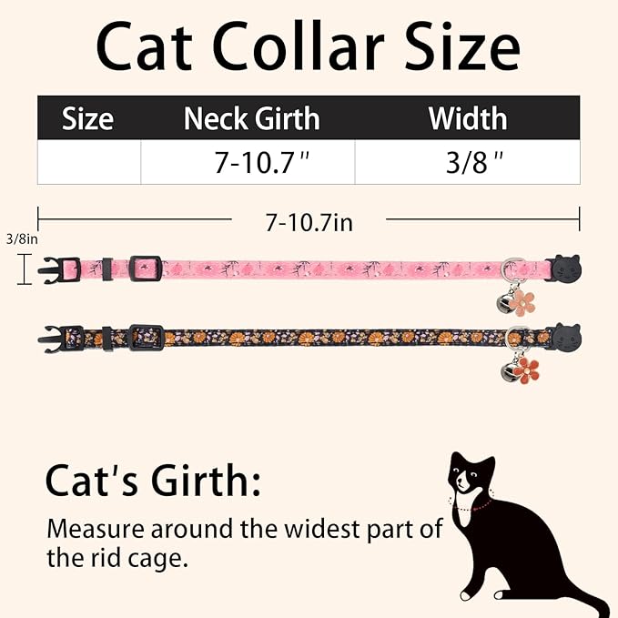 Cat Collar Breakaway, 2 Pack Cotton Kitten Collars - Image 4