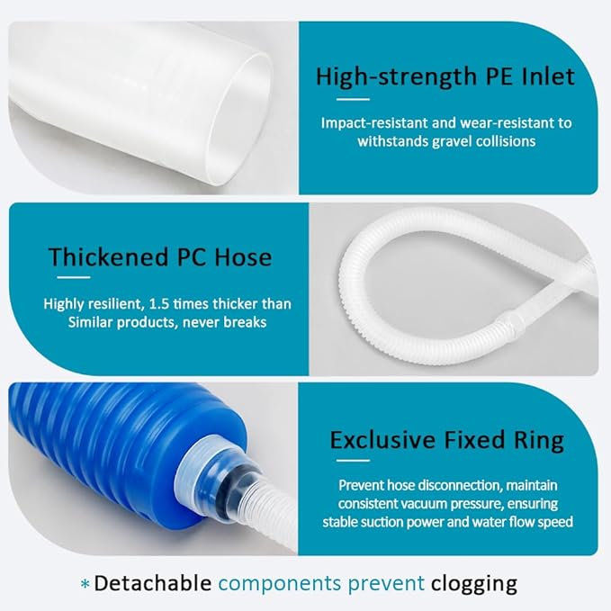 Fish Tank Gravel Cleaning Tools Aquarium Cleaner Hand Siphon Vacuum Pump Water - Image 6