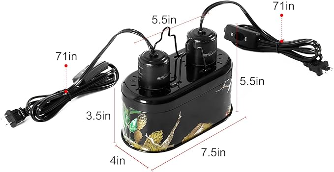 REPTI ZOO Nano Combo Print Tropical Desert Reptile Dual Deep Dome Lamp Fixture - Image 3