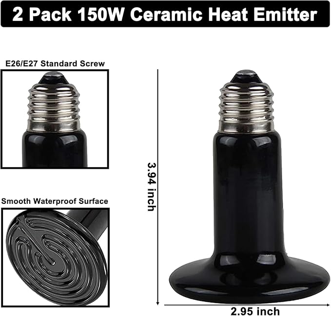 DXOPHIEX 15 inch Dual Reptile Light Fixture, Max 150W Reptile Heat Lamp - Image 2