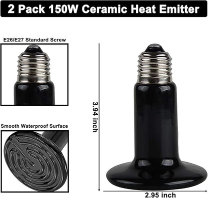 DXOPHIEX 15 inch Dual Reptile Light Fixture, Max 150W Reptile Heat Lamp - Image 2