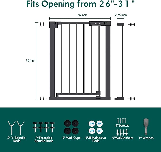 Babelio Baby Gate for Doorways and Stairs, 26-31" Pet Gate - Image 5
