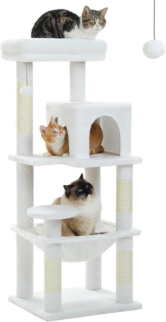 MUTTROS White Cat Tree for Indoor Cats, 45.7" Multi-Level Cat Tower by MUTTROS