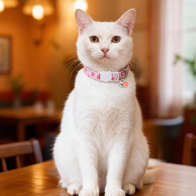 Cat Collars for Girl Cats & Boys, 2 Pack Soft Cotton Breakaway Collar - Image 3