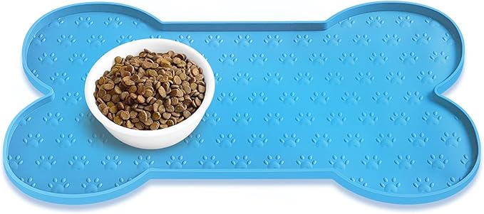 PWTAA Dog Food Mat Anti-Slip Silicone Dog Bowl Mat Thicker Pet Placemat by PWTAA