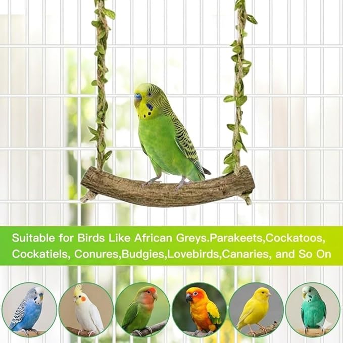 Natural Wood Bird Swing Perch - Image 6