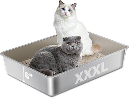 Stainless Steel Litter Box, Extra Large Metal Litterbox by Holintan