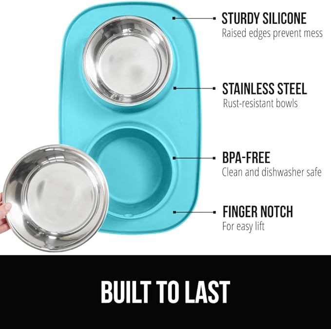 GORILLA GRIP Feeding Mat Bowl Set, 3 Cup 100% Waterproof BPA Free Silicone - Image 2