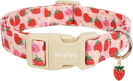 Strawberry Dog Collar, Cute Pink Dog Collars by Unknown