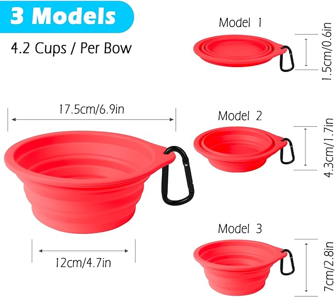 PetBonus 2-Pack Large Silicone Collapsible Dog Bowls, 34oz/1000ml BPA Free - Image 3