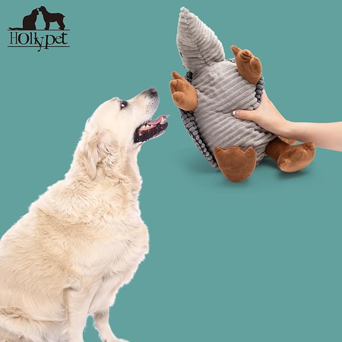 Hollypet Plush Dog Squeaky Toy Stuffed Armadillo Animal Pet Puppy Chew Toys - Image 5