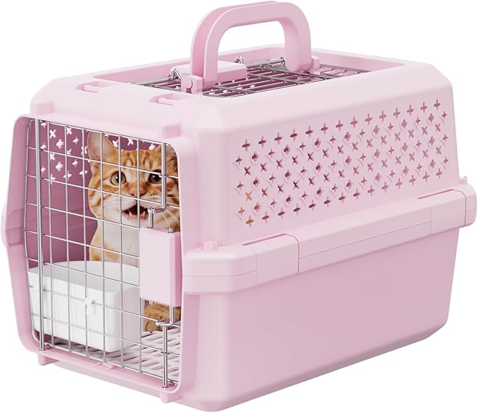 RIZZARI Small Hard Sided Pet Carrier, Ventilated Plastic Travel Crate by RIZZARI