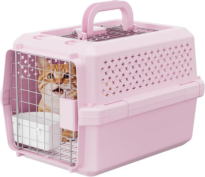 RIZZARI Small Hard Sided Pet Carrier, Ventilated Plastic Travel Crate by RIZZARI