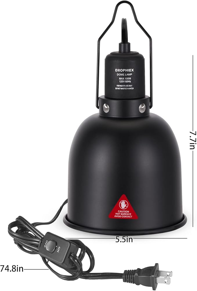DXOPHIEX 5.5inch Deep Dome Reptile Heat Lamp Reptile Light Fixture UVB Light - Image 2