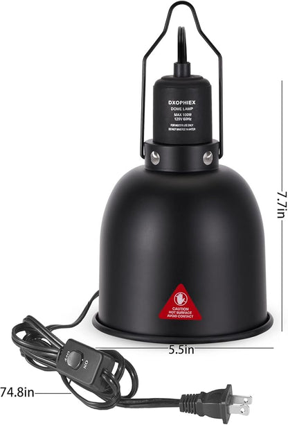 DXOPHIEX 5.5inch Deep Dome Reptile Heat Lamp Reptile Light Fixture UVB Light - Image 2