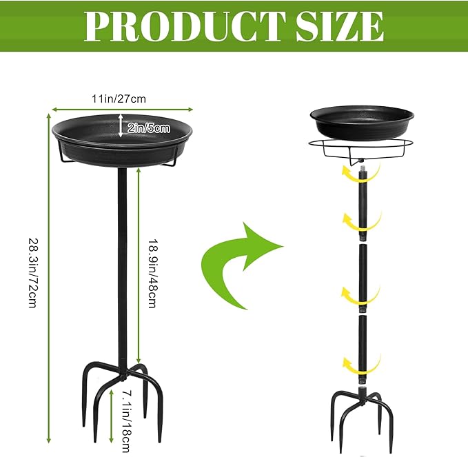 28In Freestanding Birdbaths Bowl Outdoor, Free Standing Garden Bird Bath Bird - Image 2