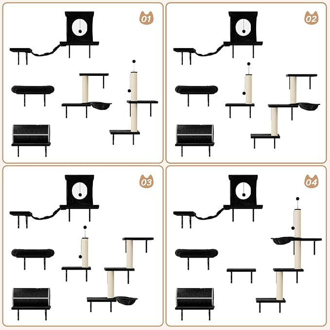 NUNU LAB 7-in-1 Cat Wall Shelves, Wall Mounted Cat Climber Set, Cat Furniture - Image 3
