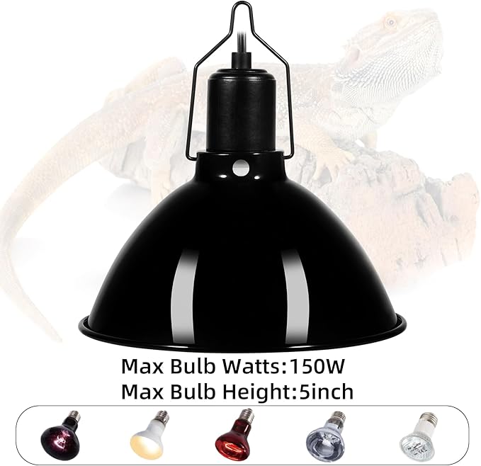 DXOPHIEX 8.5inch Dome Reptile Heat Lamp Reptile Light Fixture UVB Light Fixture - Image 4
